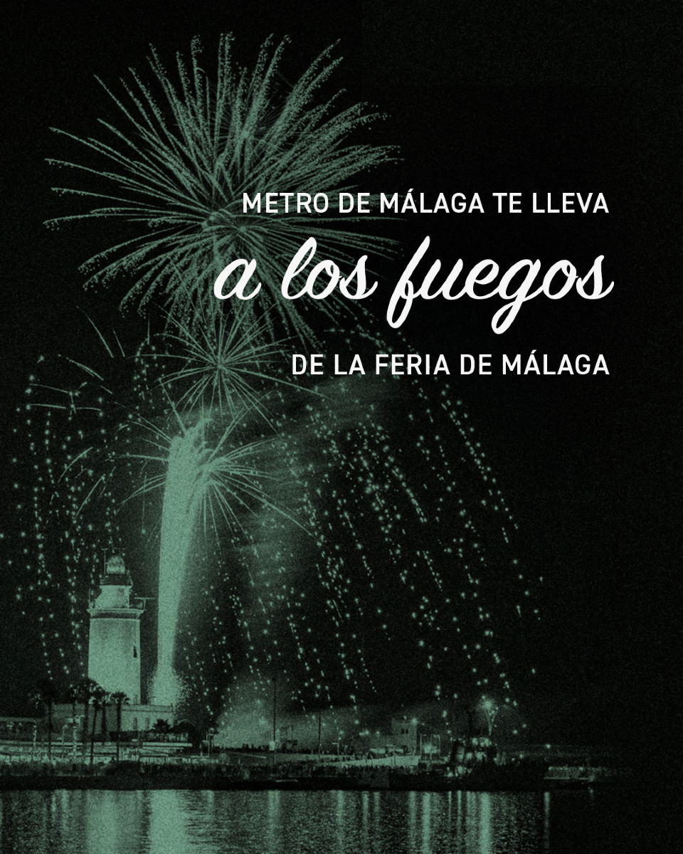 🎇 La Feria empieza mirando al cielo… y nosotros te llevamos hasta allí.

Este viernes 15 de agosto ampliamos el horario hasta las 2:30 h para que disfrutes de la Noche de los Fuegos sin prisas.

Y durante toda la Feria de Málaga, podrás moverte en metro hasta la 1:30 h.

 Más