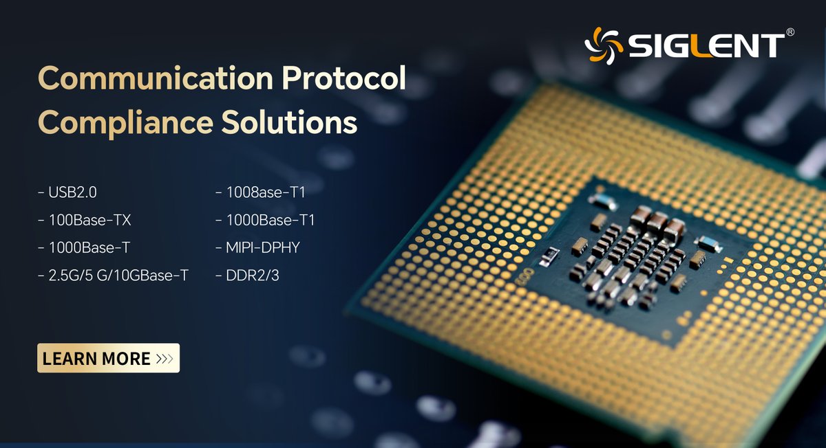 SIGLENT's SDS7000A/AP series High Resolution Oscilloscopes provide up to 20 GSa/sec and up to 8 GHz of bandwidth for Communication Protocol Compliance Solutions. Check out our packages and solutions for your compliance test needs: info.siglentna.com/acton/media/45…
