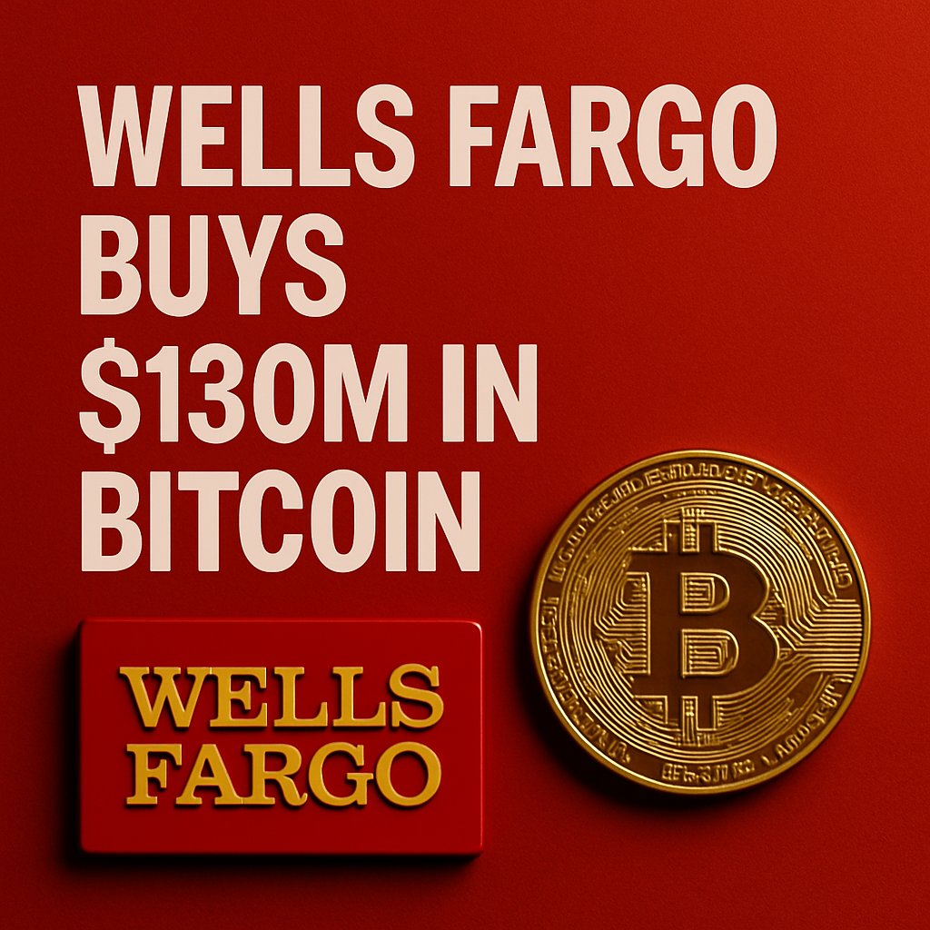 WELLS FARGO BUYS $130M IN BITCOIN The $1.9 trillion banking giant Wells  Fargo has purchased $130 million worth of Bitcoin. This marks another major  U.S. financial institution making a significant allocation to