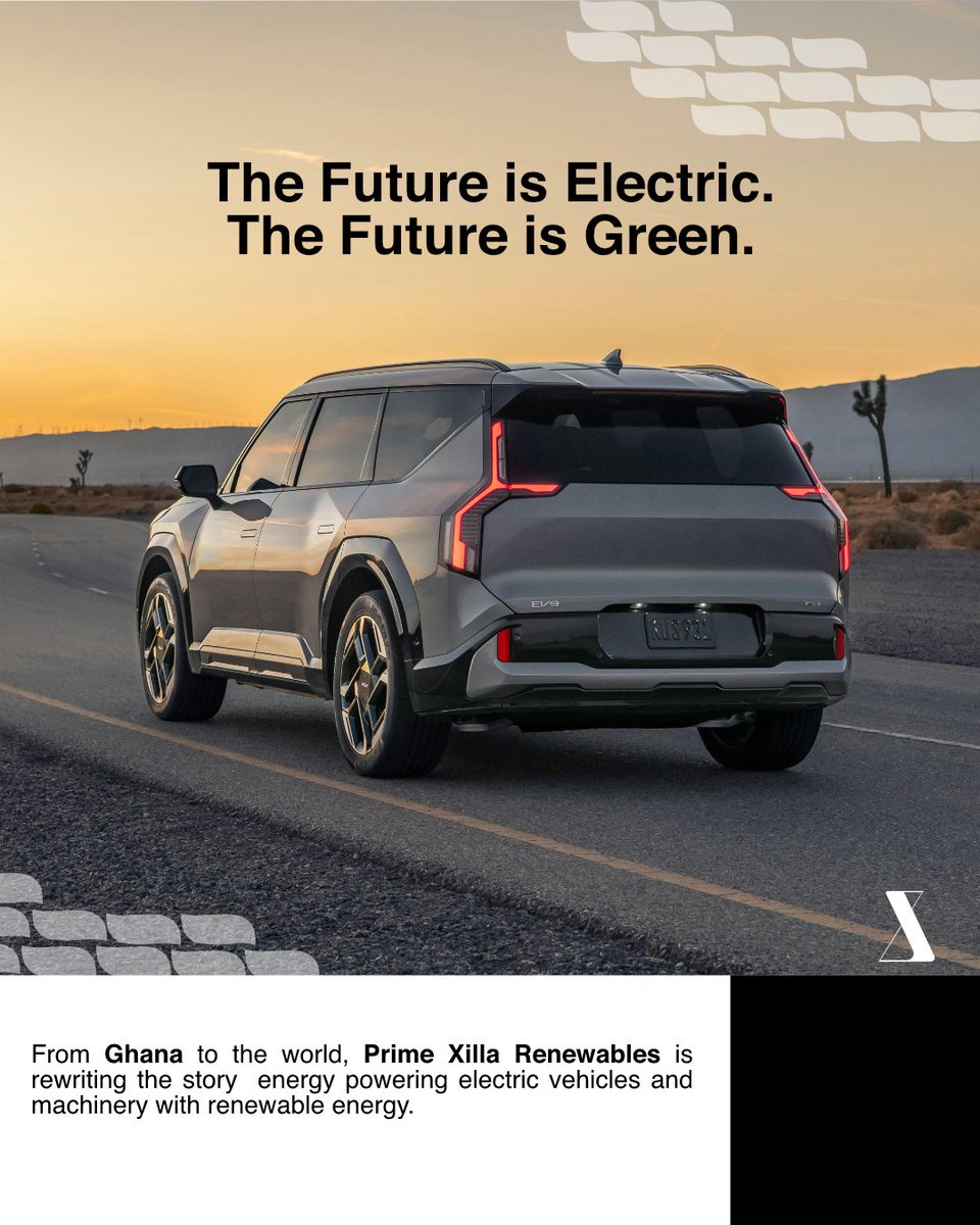 Prime_Xilla's tweet photo. From Ghana to the world - Prime Xilla Renewables is driving the shift to clean energy for electric vehicles and machinery.
The Future is Electric. The Future is Green.

#PrimeXilla #RenewableEnergy #FutureIsElectric https://t.co/IrqfNdWLqG