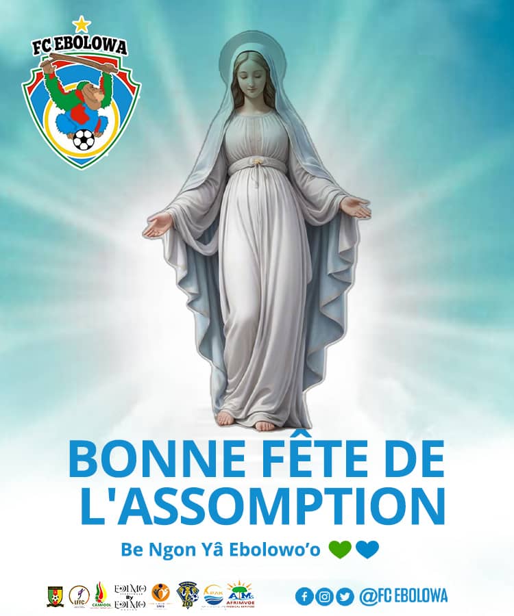 En ce jour de l'Assomption, que la grâce et la paix vous accompagnent. Joyeuse fête ! 🌷🙏

#WeAreBeNgonYâEbolowoo💚💙
#Vice_Championne2025 #Champion2024
#Assomption
#GSL
#Assomption 
<a href="/PortOfKribi/">Port Autonome de Kribi</a>
<a href="/edimo/">David Edimo</a>
@Camfool
#Afrimvoemedicakservices
#ASMIS
#EnsembleEcrivonslHistoire
