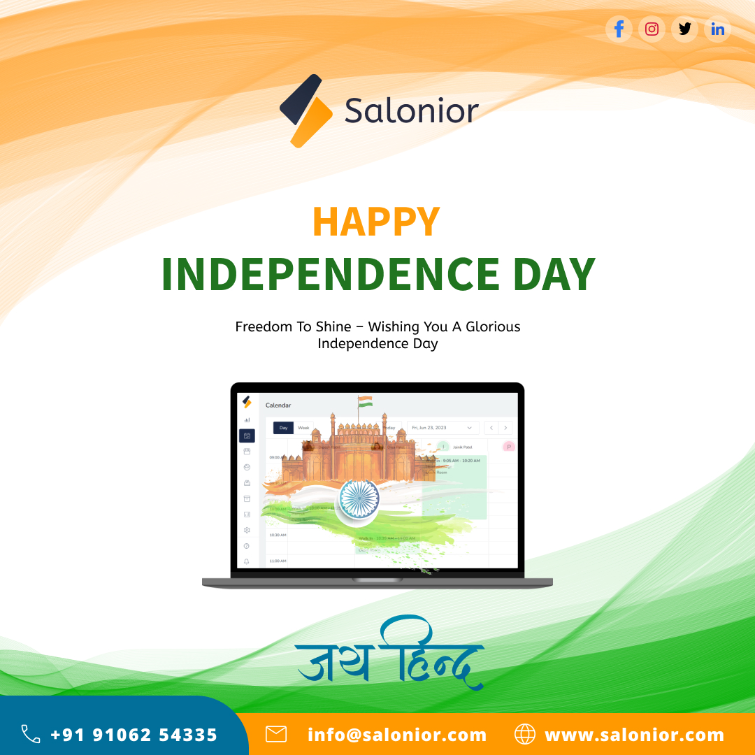 salonior's tweet photo. This Independence Day, let your beauty and your dreams be free! 🇮🇳Salonior wishes you a day full of pride, joy, and self-care. 💚🤍🧡#IndependenceDay #FreedomToShine #Salonior   #TricolorVibes #CelebrateFreedom #FreedomCelebration #BeautyWithFreedom #SalonLifeIndia  #SaloniorCare https://t.co/BZcpKNWEBN