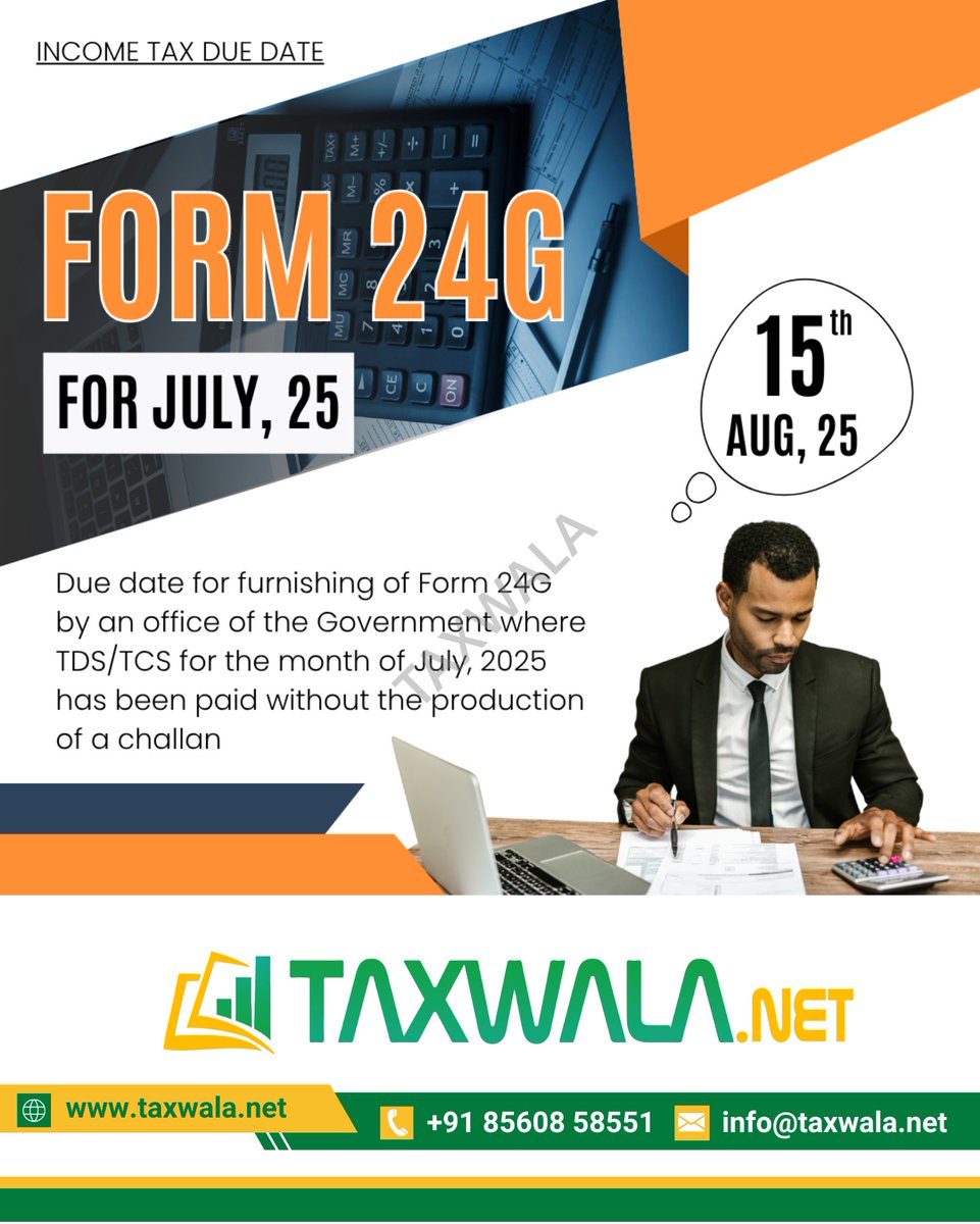 tax_wala's tweet image. #Form24G #TDS #TaxDeduction #IncomeTax #GovtPayments #TDSReturn #TaxCompliance #IncomeTaxIndia #TRACES #Deductor #TaxFiling #ChallanDetails #GovtDeductor #TAXWALA