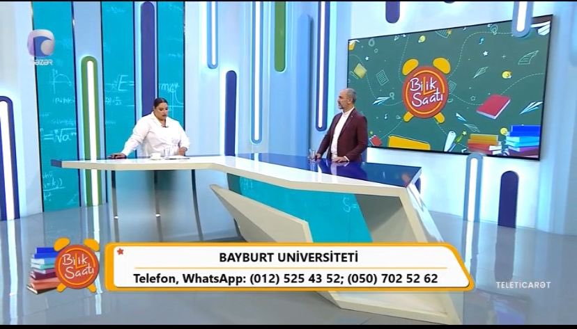 MutluTurkmen's tweet photo. Azerbaycan Hazar TV (Xezer TV)  tarafından sunulan Bilik Saati’nde ülkemizde ve Bayburt Üniversitesinde uluslarası öğrenciler için sunduğumuz imkanları anlattık. 
#StudyinTürkiye https://t.co/djTViUrvQX