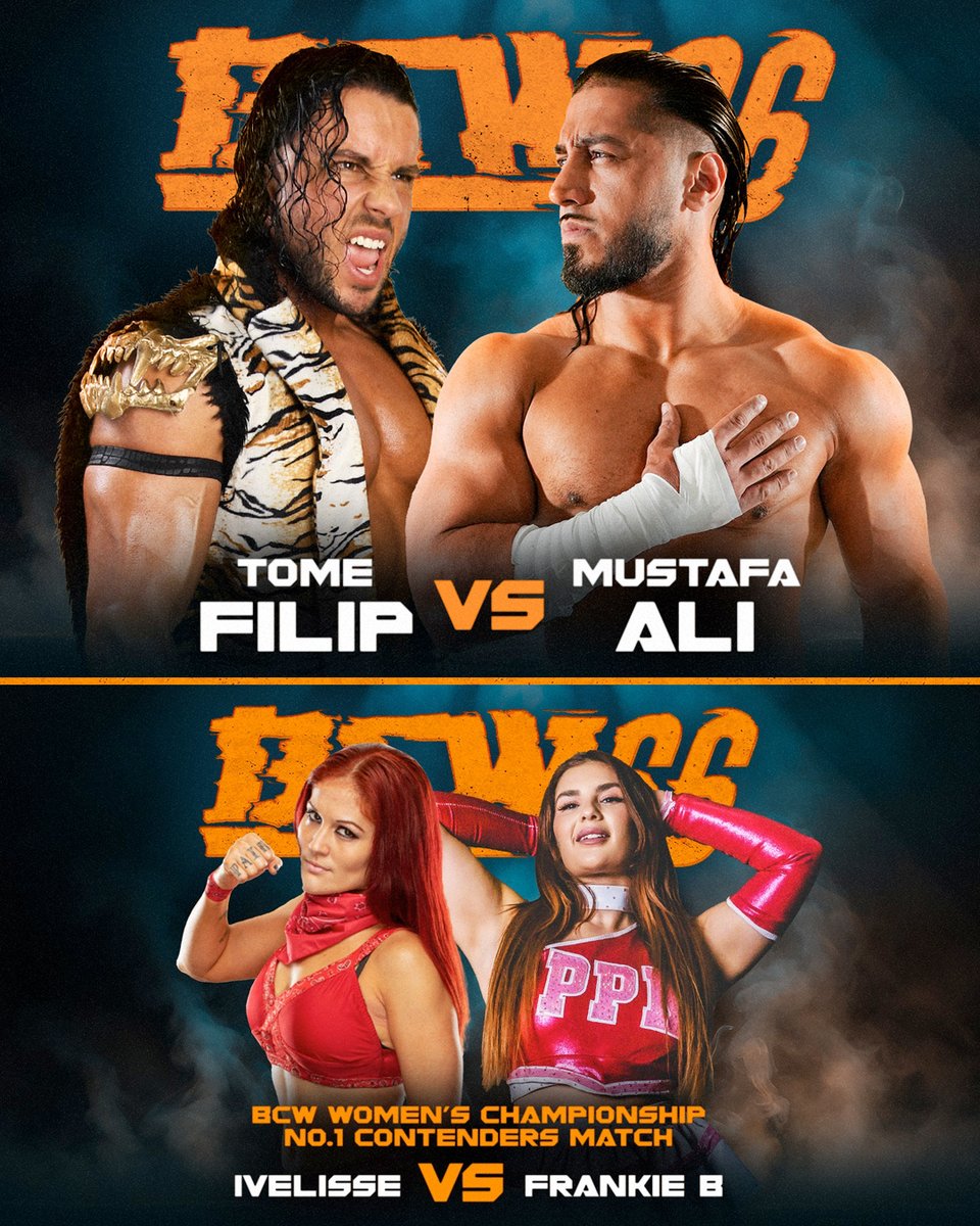 ***BCW 66 UPDATED CARD***

Mustafa Ali Vs Tome Filip

BCW Women's No.1 Contendership:
Ivelisse Vs Frankie B

BCW 66 has been a topic of discussion between two of professional wrestling's greatest figurative minds in SOCRATES HEAT and ACHILLES POP. Here is an update on what they