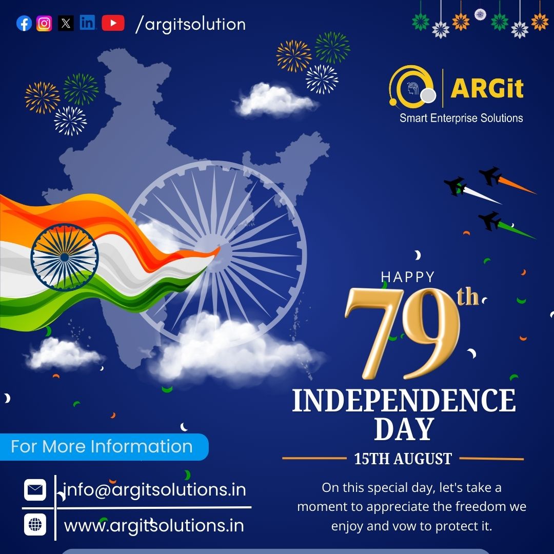 argitsolution's tweet image. 79 years of freedom, unity, and pride. 🇮🇳
On this Independence Day, let’s remember the sacrifices that brought us here and work for a brighter tomorrow.
#JaiHind #IndependenceDay #India #15August