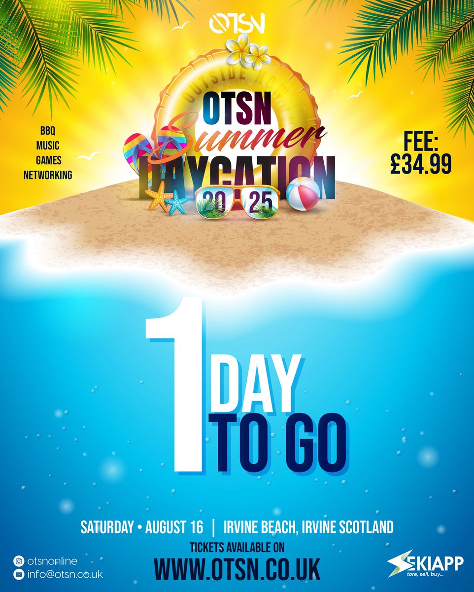 Only1two_'s tweet photo. βοΈ 1 DAY TO GO!
Tomorrow we hit Irvine Beach for a day full of sunshine, music, BBQ, games, and good vibes only.
The OTSN team is ready, the plans are set, all thatβs left is YOU bringing the energy!
π Boating Pond Car Park β’ 12 noon
#1DayToGo #OTSNDayCation #OutsideNow https://t.co/ebx1FU4ycf