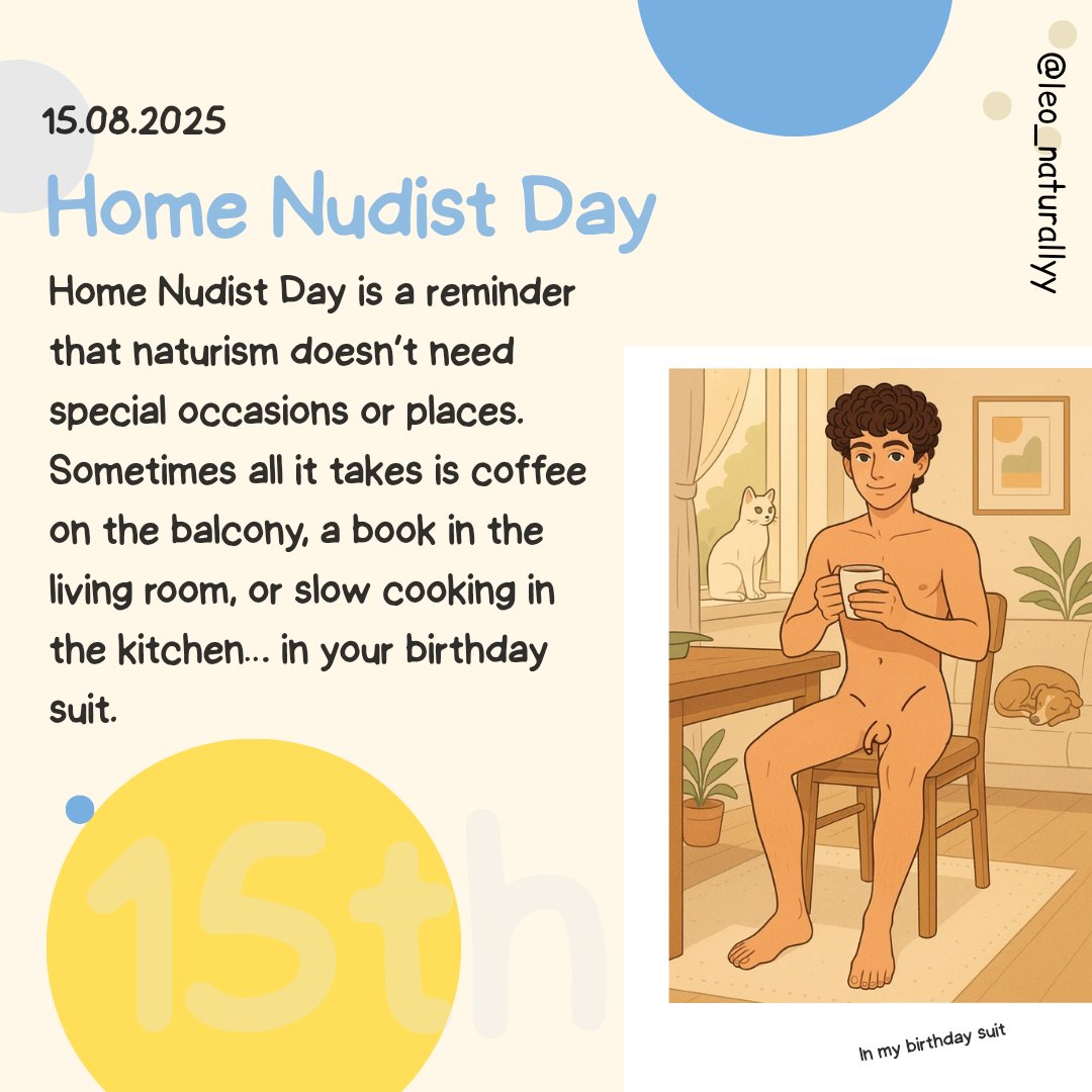 Today I’m celebrating the simplest, most comfortable kind of naturism at home. No crowds, no plans, just me, Camil, Amon, and Greta… a little sunlight streaming through the window and the quiet I love most. Have a great Home Nudist Day!
#homenudistday #bareathome #naturism