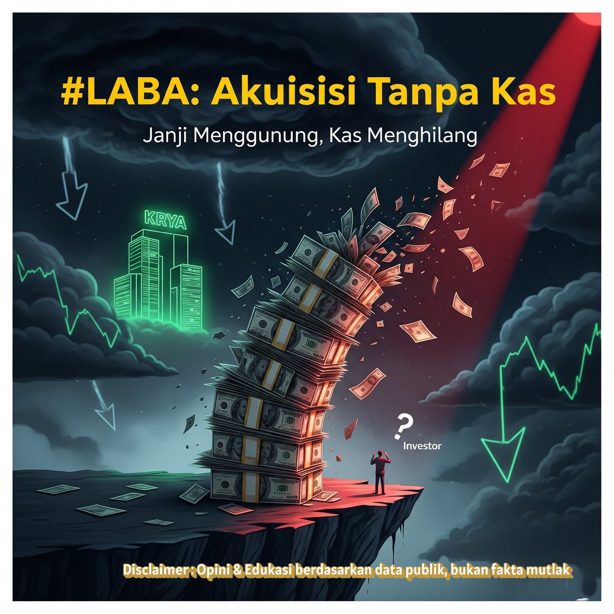 psphunter1's tweet image. #LABA - Akuisisi Tanpa Kas, Janji Tanpa Jejak
 
Juli 2025. Langit PT Likuiditas Amblas Bisnis Abstrak (LABA) kembali memerah, bukan karena pembakaran fosil, melainkan karena satu kabar yang dilempar ke atmosfer bursa: rencana akuisisi 70 persen saham #KRYA. 

#AkuisisiTanpaKas