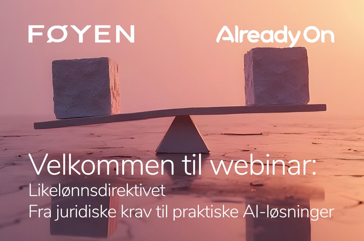 Likelønnsdirektivet stiller nye krav til HR og compliance. #webinar: Få juridisk innsikt og teknologiske løsninger fra Advokatfirmaet Føyen og Already On. Meld deg på: Aktiviteter / Likelønnsdirektivet – fra juridiske krav til praktiske AI-løsninger  #likelønnsdirektivet #HR #AI