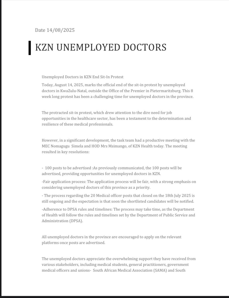 KZN Unemployed Doctors tweet media