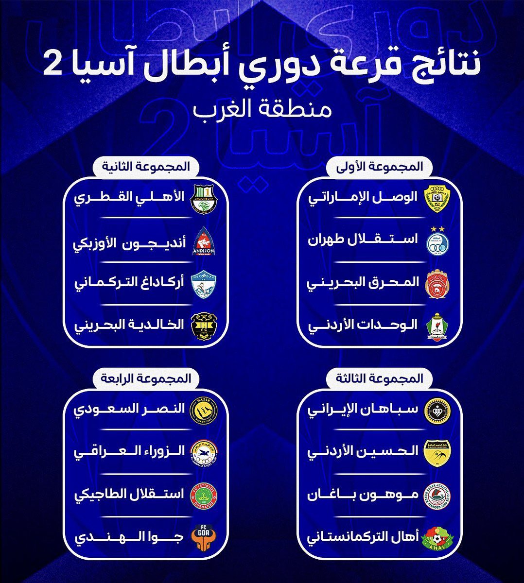 رسميا.. الزوراء ضمن مجموعة النصر السعودي،

 في مسابقة دوري أبطال آسيا..