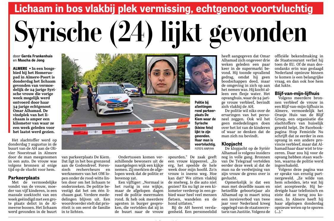 EenExWokeDocent's tweet photo. Ze was 24, zelf nog bijna een kind, maar al moeder van vijf (!). Haar lichaam is inmiddels gevonden, gedumpt in een bos bij Almere. Het huwelijk waarin ze gevangen zat was natuurlijk geen partnerschap, maar de bekende cultureel-religieuze kooi. Een hel van structureel misbruik, ernstig huiselijk geweld, toe-eigening en onderwerping. Slavernij, gelegitimeerd door Allah en traditie.
Het monster dat zich echtgenoot noemde, is voortvluchtig. Waarschijnlijk had hij al een inreisverbod. En tóch is het hem gelukt om deze walgelijke eerwraak te voltrekken. Vijf kinderen blijven achter. Zonder moeder. Onherstelbaar beschadigd.
Deze onvoorstelbare tragedie confronteert ons opnieuw met het structurele falen van onze samenleving. Onder de djellaba van pluriformiteit wordt er weggekeken, getolereerd en blijft de alertheid achter.
Het strafrecht moet onverbiddelijk optreden tegen dwanghuwelijken, eergerelateerd geweld en verkrachting binnen het huwelijk. Daders moeten per direct hun verblijfsrecht verliezen en uitgezet worden, punt.
De bescherming van de vijf achtergebleven kinderen moet onmiddellijk en onvoorwaardelijk worden geregeld.
Rust zacht, arme vrouw: