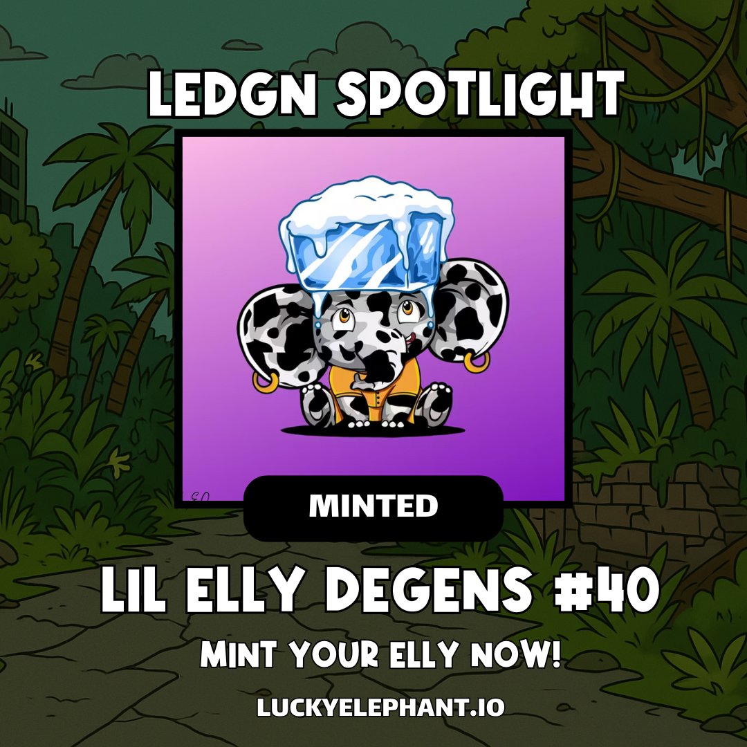 LuckyEllyClub's tweet photo. 🐘 Spotted &amp; iced — Lil Elly #40 just landed in Ellyside Heights
🔥 Mint now or watch the wave pass
👉 https://t.co/XWihnwULyg

#LEDGN #SolanaNFT #DegenLife https://t.co/NADCvYHHD1