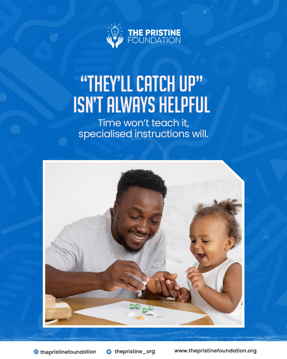 The Pristine Foundation (@thepristine_org) on Twitter photo Every child learns differently and sometimes, they need more than just time.
Specialised support can make the difference between catching up and thriving. 
#SpecialNeedsAwareness #InclusiveEducation #EarlyIntervention #ThePristineFoundation #ChildDevelopment #SupportEveryChild Every child learns differently and sometimes, they need more than just time.
Specialised support can make the difference between catching up and thriving. 
#SpecialNeedsAwareness #InclusiveEducation #EarlyIntervention #ThePristineFoundation #ChildDevelopment #SupportEveryChild
