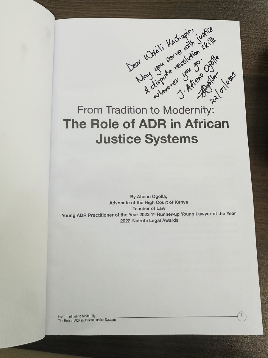 Grateful to Atieno Ogolla for this autographed copy of her powerful book. As a Certified Professional Mediator, I know it’ll come in handy in sharpening my dispute resolution skills — and it’s definitely a good read for the weekend. 📖