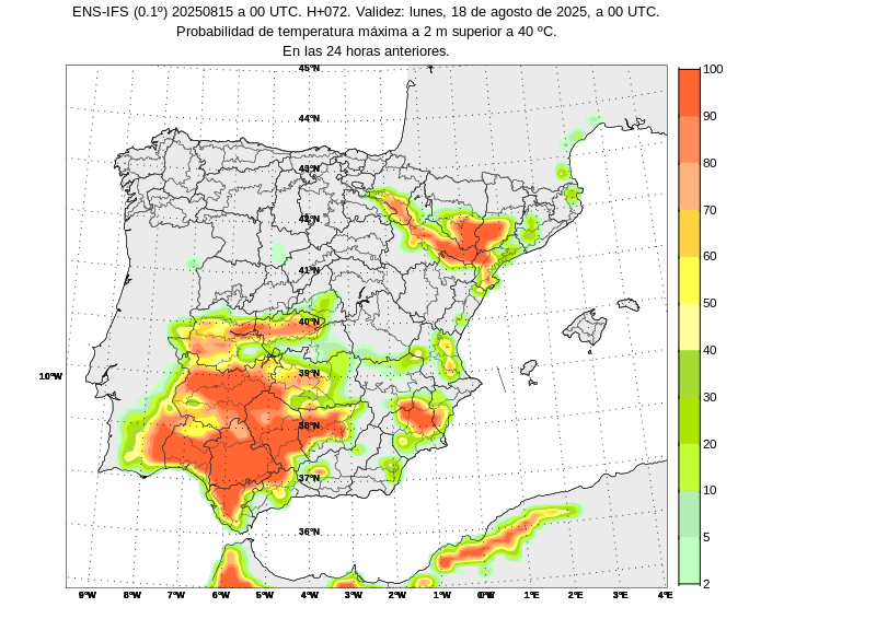 AEMET_Andalucia's tweet photo. Probablemente el día más cálido de los próximos sea este domingo, 17 de agosto, en el que se superarán en amplias zonas de Andalucía los 40º C, pudiendo superarse localmente los 44º C en valles del Guadiana y Guadalquivir. Avisos previstos actualizados en: https://t.co/NBYyxbV8Tq https://t.co/JjRZMmRq5x
