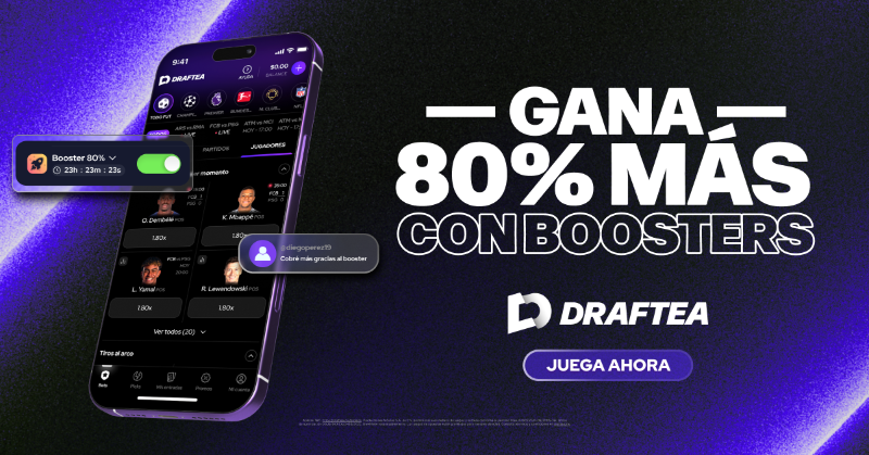 Draftea_Mexico's tweet photo. Activa tu booster y mejora tu momio hasta en un 80%