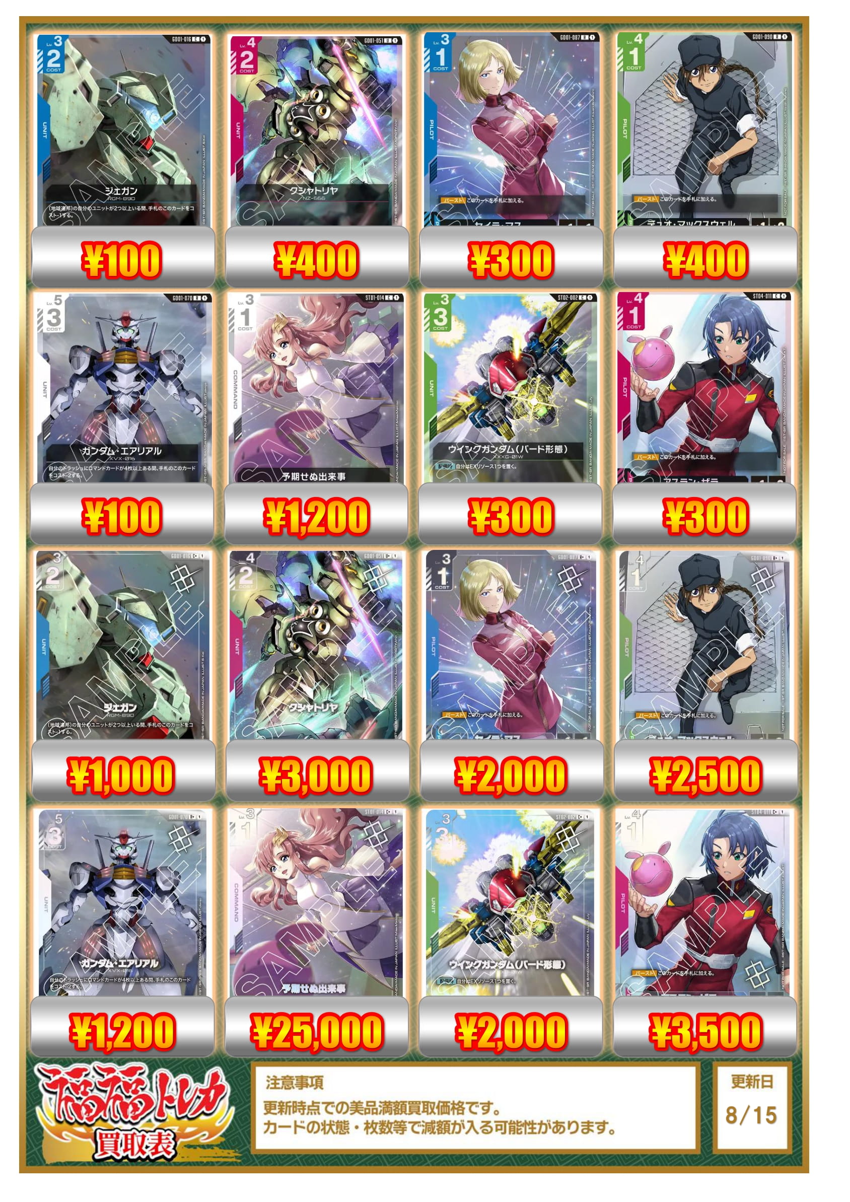 ガンダムカードゲーム プロモ ショップバトル 参加者パック 8パックセット PR ガンダムカードゲーム ジェガン ショップバトル 参加者パック