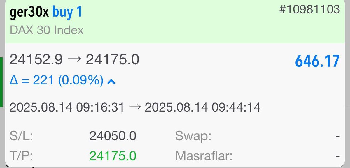 KurtForex's tweet photo. ✅#GER30 646 USD - 26.412 TL

İşlem kanalımıza katılabilirsiniz
https://t.co/gyTwr4dKOU

#bist100 #xu100 #borsa #altın #thyao #bofa #faiz #tuprs https://t.co/VnmDrrWAYo
