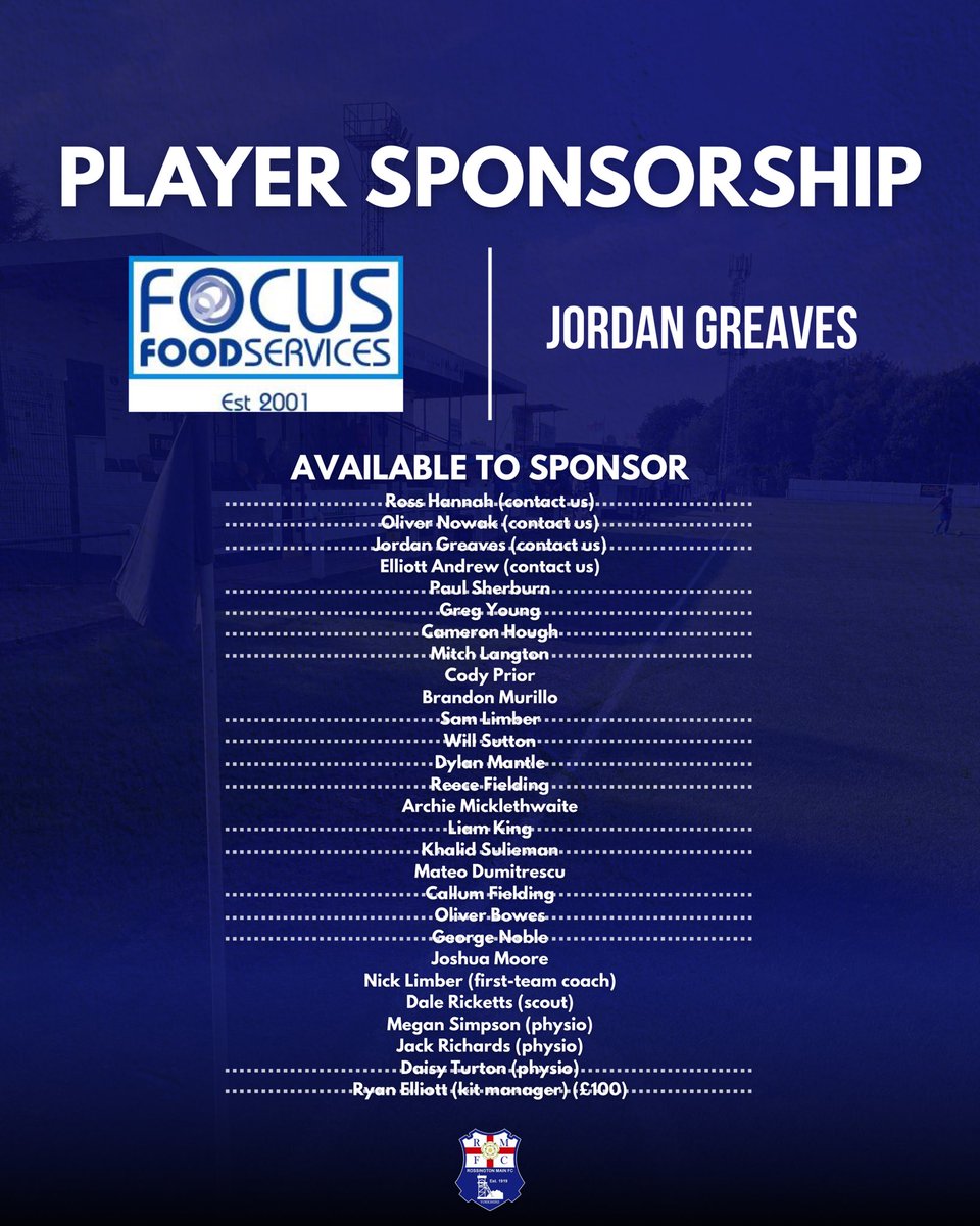 Rossington Main FC (@rmfc1919) on Twitter photo 🤝 Thank you Focus Food Services Est 2001 for sponsoring shot-stopper Jordan Greaves. See all the remaining players and staff on the list or the link to our website below. To sponsor ⬇️
📲 Send us a DM or
📧 rmfc1919@rossingtonmainfc.co.uk
rossingtonmainfc.co.uk/payments/categ… 🤝 Thank you Focus Food Services Est 2001 for sponsoring shot-stopper Jordan Greaves. See all the remaining players and staff on the list or the link to our website below. To sponsor ⬇️
📲 Send us a DM or
📧 rmfc1919@rossingtonmainfc.co.uk
rossingtonmainfc.co.uk/payments/categ…