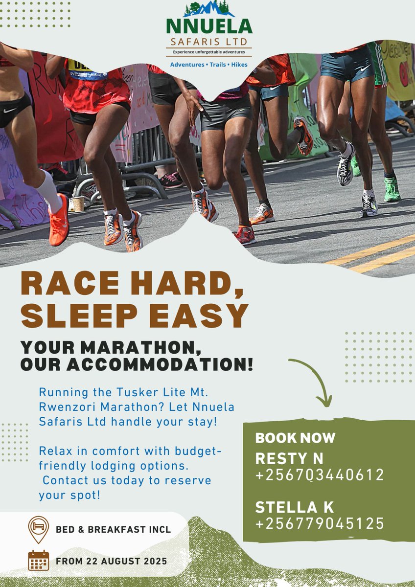 Nabatte resty (@nabatteresty) on Twitter photo <a href="/wekesa_amos/">Amos Wekesa</a> <a href="/RwenzoriMarathn/">Tusker Lite Rwenzori Marathon</a> We have a few rooms left.
Give us a call <a href="/stellakayy/">Stella Kamakune</a> <a href="/wekesa_amos/">Amos Wekesa</a> <a href="/RwenzoriMarathn/">Tusker Lite Rwenzori Marathon</a> We have a few rooms left.
Give us a call <a href="/stellakayy/">Stella Kamakune</a>