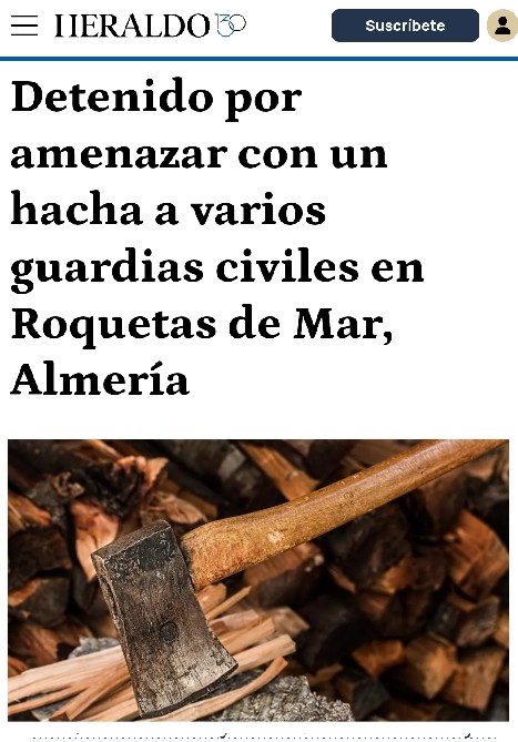 🆘 En Almería, nuestros compañeros sufren una agresión a la semana.

heraldo.es/noticias/nacio… 

Ayer fue un HACHA, mañana podría ser otra cosa. O se toman medidas drásticas, o nos MATAN.

El principio de autoridad se erosiona mientras el Gobierno sigue de brazos cruzados.