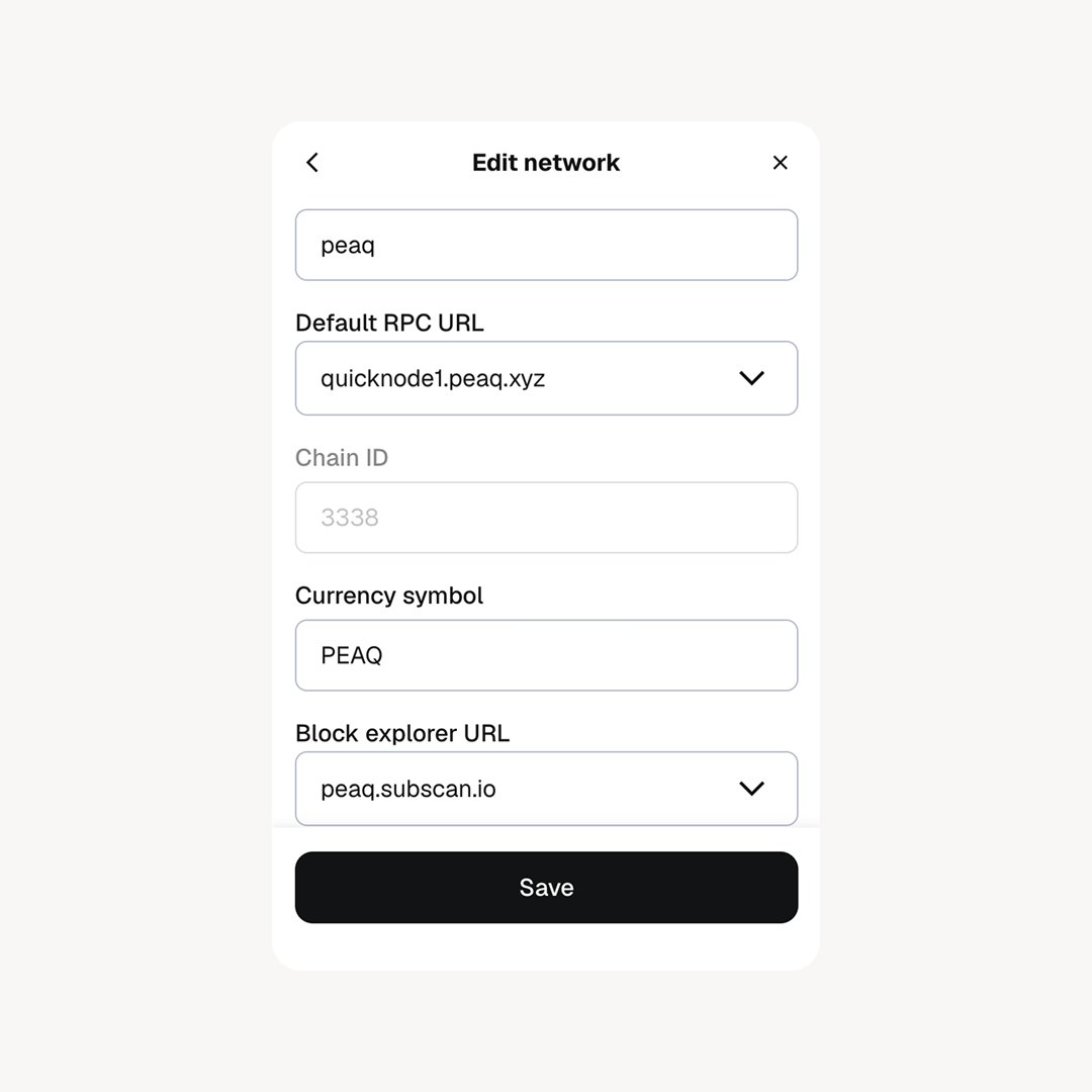peaq's tweet image. peaq’s RPCs got beefed up

To get the best connectivity and performance, use one of these endpoints in your wallet or app:

→ quicknode1.peaq.xyz
→ quicknode2.peaq.xyz
→ quicknode3.peaq.xyz

Smooth sailing in the Machine Economy