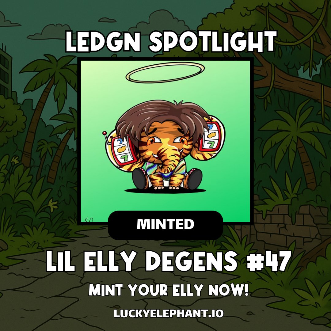 LuckyEllyClub's tweet photo. 🎰 Slot ears + halo — luck just got loud.
🐘 Lil Elly Degens #47 minted 
🔥Mint  yours now!👉 https://t.co/XWihnwULyg

#LEDGN #SolanaNFT #DegenLife https://t.co/AdG3a2B1QH
