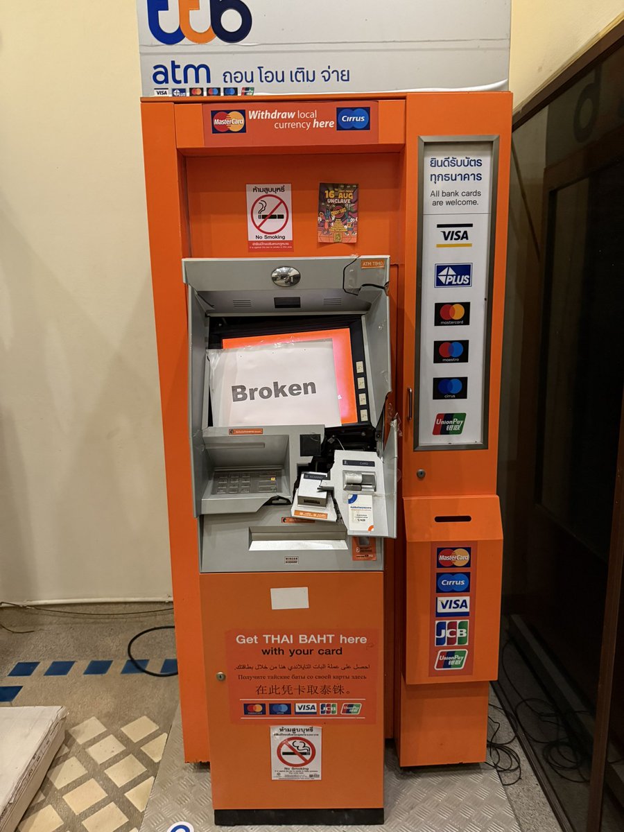 When you’re on an island and there’s only on ATM and someone’s obviously forgotten their PIN number and then the machine has swallowed their card. Hope an engineer is on his way cos I’m running out of cash! Keeping an eye out for someone with a broken hand 🤣🤣🤣