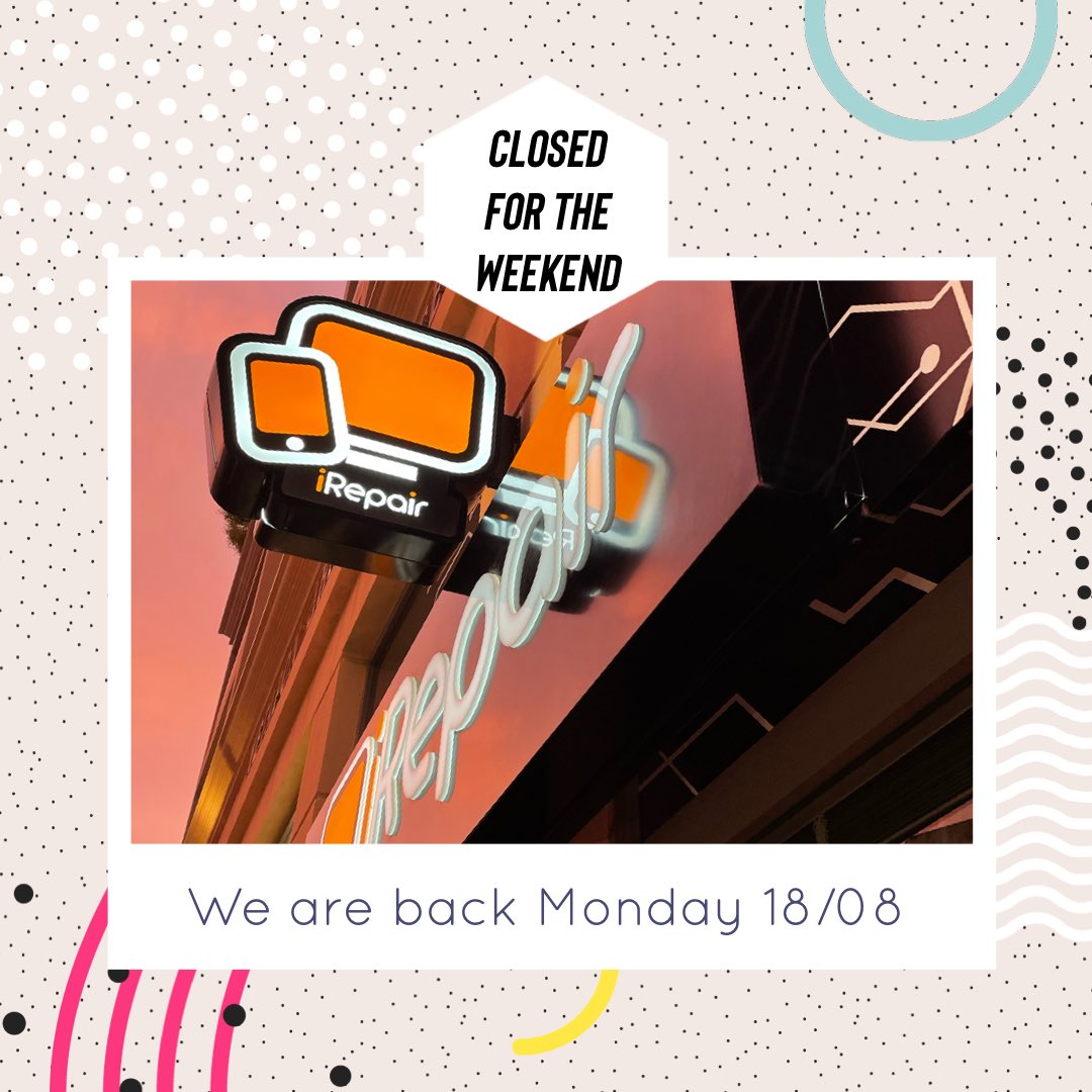RhodesiRepair's tweet photo. 📢 Holiday Notice
We will be closed on Friday 15 August and Saturday 16 August.
We’ll be back to serve you on Monday 18 August.

Enjoy your holiday and see you next week! ☀️📱 https://t.co/fc277PE19s