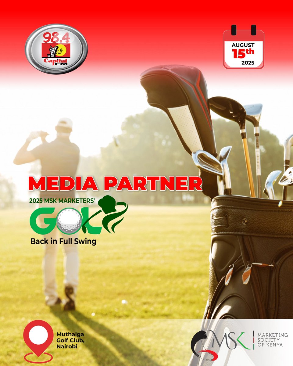 CapitalFMKenya's tweet photo. We’re out on the green today for The 2025 @msk_kenya Golf Tournament at Muthaiga Golf Club ⛳️ 

Golf, networking, and a few unforgettable shots - it’s all happening and we’ve got the inside view.

#CFMOnTheGreen #MarketersGolf2025 #BackInFullSwing https://t.co/oNcBSQSVUC