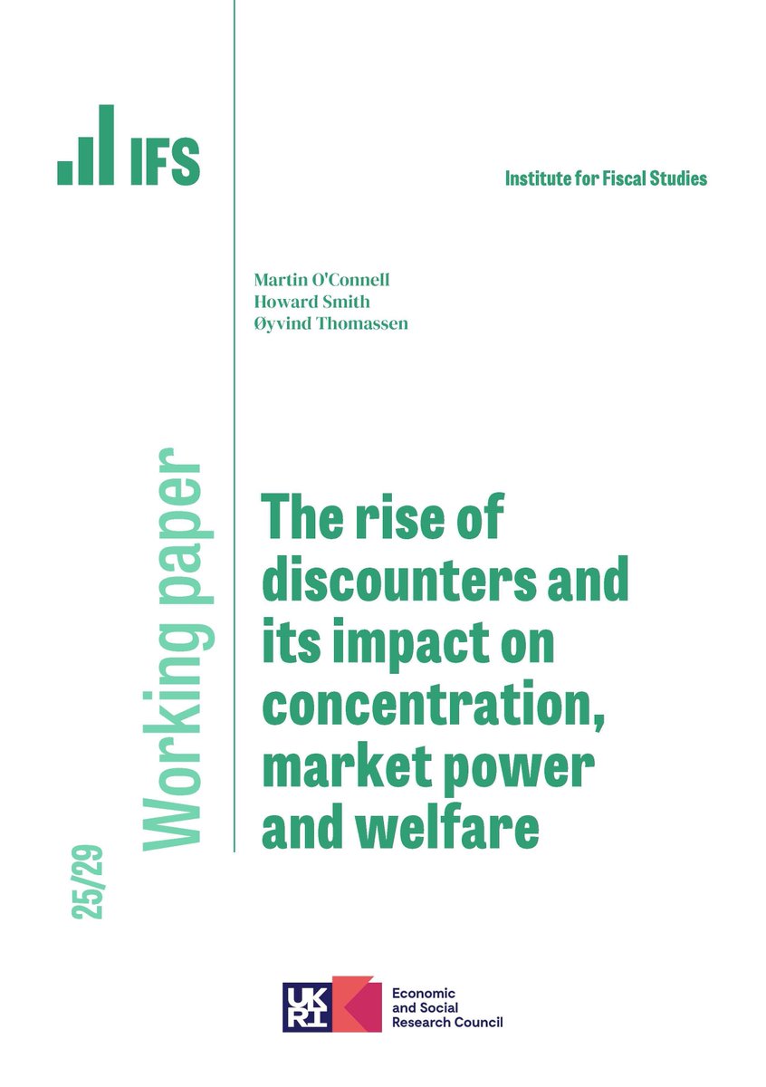 Institute for Fiscal Studies (@theifs) on Twitter photo NEW: #IFSWorkingPaper: The rise of discounters and its impact on concentration, market power and welfare
📗 Read Martin O'Connell, <a href="/howardwsmith/">Howard Smith</a> and Øyvind Thomassen's new paper here: ifs.org.uk/publications/r… NEW: #IFSWorkingPaper: The rise of discounters and its impact on concentration, market power and welfare
📗 Read Martin O'Connell, <a href="/howardwsmith/">Howard Smith</a> and Øyvind Thomassen's new paper here: ifs.org.uk/publications/r…
