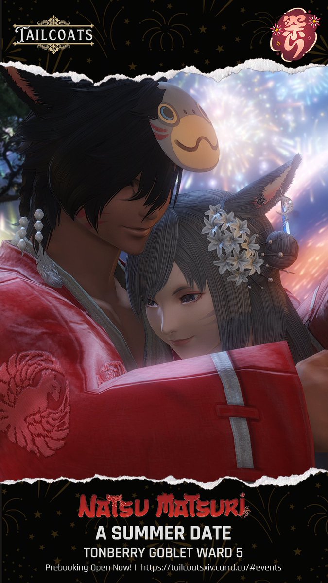 Going alone to the matsuri? Looking for a loyal catboy butler to attend to your needs? Hire a butler companion tomorrow at Natsu Matsuri! Pre-bookings open!  
Book here: tailcoatsxiv.carrd.co/#bookings #tailcoatsxiv