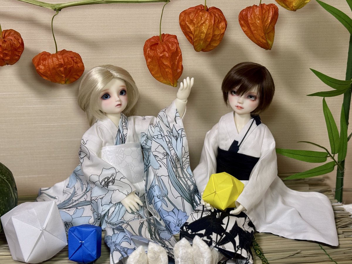 無事にお見送りしたので撮影タイム📷
2人とも浴衣が似合ってくれてよかった〜！
すっかりうちの子です🥺