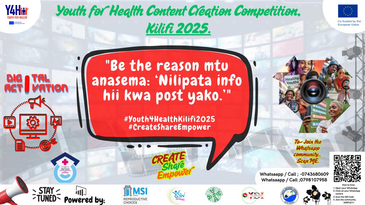 Be an impact to your community by sharing helpful content with your community members.
#Youth4HealthKilifi2025 #CreateShareEmpower

Join the community.
chat.whatsapp.com/GbCo7crohbQF65…