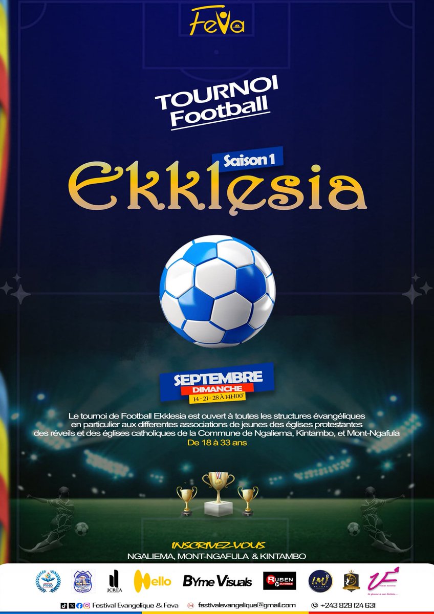FEVA220's tweet photo. ⚽️🎉#Feva, Unie pour le christ !
Nous vous donnons rendez-vous au mois de septembre pour ce méga tournoi football ekklesia🏆. https://t.co/qrGs4UJnQa