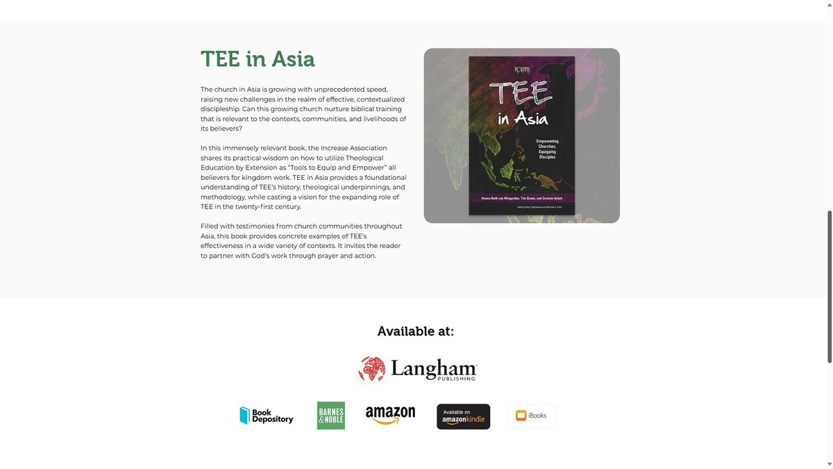 Increase Association (@increaseassoc) on Twitter photo #Check out the Increase Association's book 'TEE in #Asia: Empowering Churches, Equipping Disciples', published by <a href="/LanghamPartners/">Langham Partnership</a> & the International Council for Evangelical Theological Education/ICETE! For details see the Increase Association website at: increaseassociation.org/publications #Check out the Increase Association's book 'TEE in #Asia: Empowering Churches, Equipping Disciples', published by <a href="/LanghamPartners/">Langham Partnership</a> & the International Council for Evangelical Theological Education/ICETE! For details see the Increase Association website at: increaseassociation.org/publications