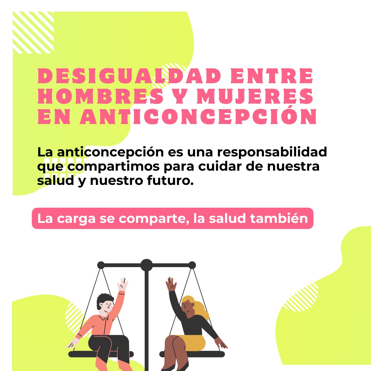 Las mujeres: +10 métodos, la mayoría hormonales, con efectos secundarios.
Los hombres: condón o vasectomía.

Métodos masculinos reversibles existen y en pruebas los usuarios están satisfechos… pero no avanzan.

No es igualdad, es falta de inversión y voluntad.