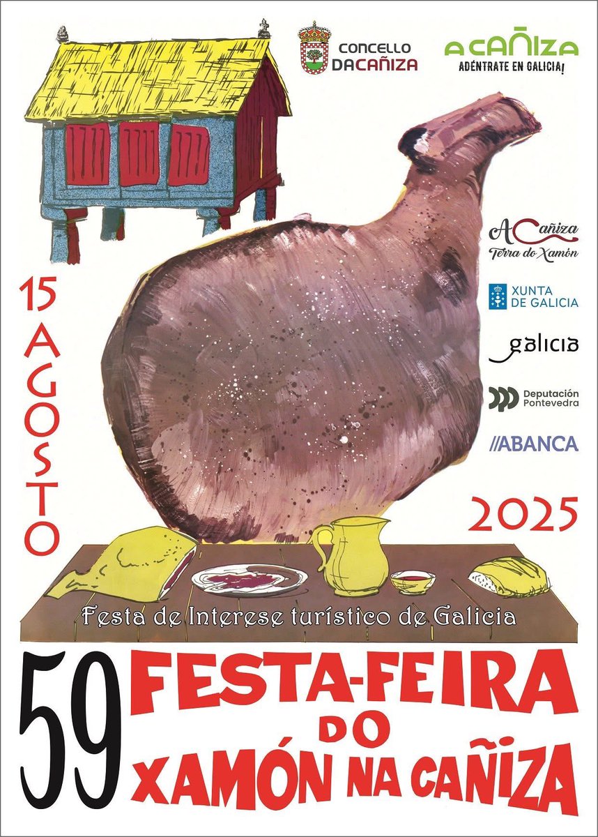 59ª Festa Feira do Xamón A Cañiza 

15 de agosto na Carballeira do Cacharado 

#FestaDoXamón #ACañiza #GaliciaCalidade #FestasDeGalicia #ConcursosGastronómicos #GaliciaFest #Galicia