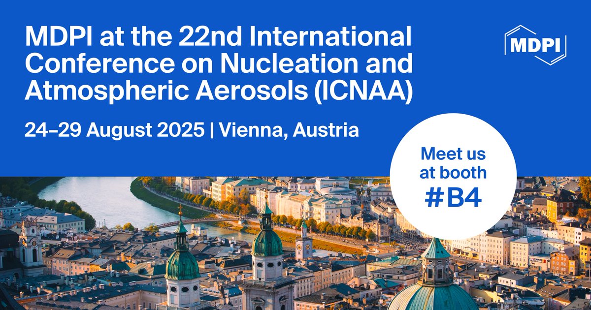 🎊Meet Us at the 22nd International Conference on Nucleation and Atmospheric Aerosols (ICNAA), 24–29 August 2025, Vienna, Austria,  Booth #B4 

📷mdpi.com/journal/atmosp…

<a href="/Geosciences_OA/">Geosciences MDPI</a> <a href="/MDPIOpenAccess/">MDPI</a>
#atmosphere #OpenAccess #ScientificPublishing