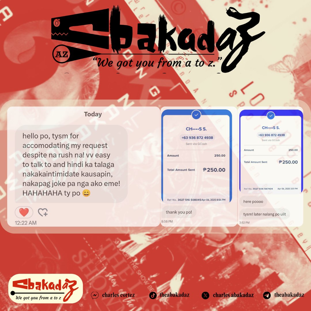 Client: A returnee
Task: Isang Limang Saknong na Tulang Patungkol sa Utah, Estados Unidos.
Availability: Open 24/7

#AbakadazDominante

Tags: lf client lf commissions lf commissioner Abakadaz Dominante Fyp