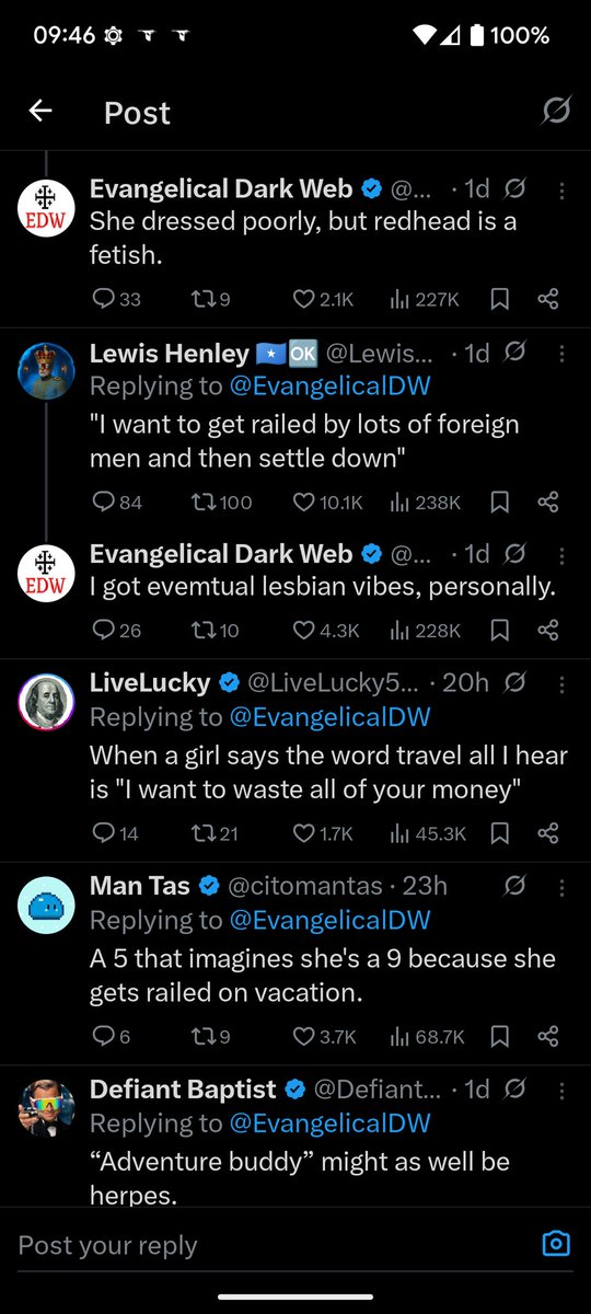 I'm a teacher and misogyny is getting worse, I see it in my classrooms and it's being led by these fools who don't deserve love.