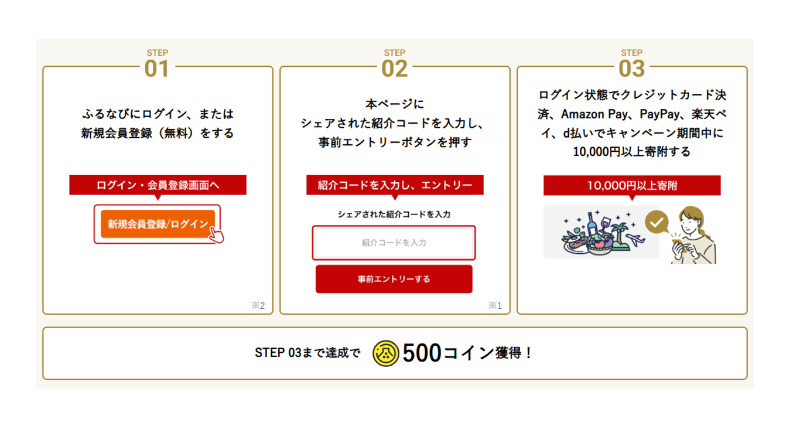 500円分のふるなびコインがもらえる！ ふるなび紹介キャンペーン開催中