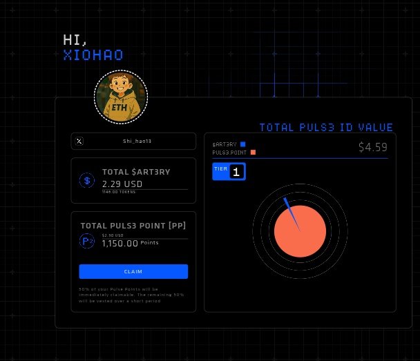 Shi_hao13's tweet photo. Lets joined @Artery_Chain
Complete quests and earn Pulse Points (Active Pulse).
Gain daily rewards from your Tier & NFT holdings (Passive Pulse).
Convert 50% of your points into $ARTERY before TGE and maximize your rewards! #Artery_Chain https://t.co/sI8fwJ7qCO