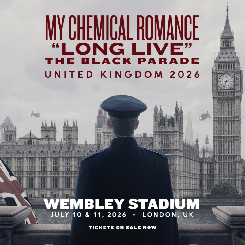 wembleystadium's tweet photo. My Chemical Romance are bringing the Long Live The Black Parade Tour to Wembley Stadium for TWO huge nights in 2026, and TICKETS ARE ON SALE NOW.
 
Grab yours here 👇