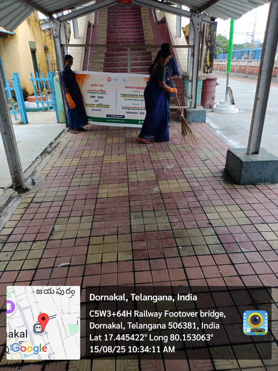Chikmt191591's tweet photo. In view of the Swachhata Abhiyaan todayi.e.15.08.2025  Shramdan programme at Dornakal Railway station.
#Railway
 #SCR  
#ENHM 
#SwachhataAbhiyaan, #IndependenceDay 
@drmsecunderabad 
@SrEnhmSC https://t.co/YjJ6aMH7sT