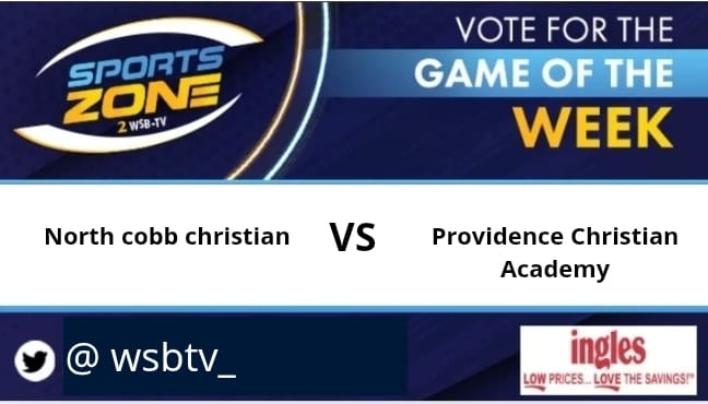 WSB-TV sports (@wsbtv_) on Twitter photo GAME of the week
<a href="/NCCEaglesFb/">North Cobb Christian Football</a> ๐ @Pcstromfootball
Friday, August 15 @ 7:30pm.
Come support your favorite team.
Watch Here: s.id/wsb-tv
<a href="/danielrivera14_/">Daniel Rivera</a> <a href="/TristanLCarter/">Tristan L. Carter</a> <a href="/tabiouslcarter/">Tabious L. Carter</a> GAME of the week
<a href="/NCCEaglesFb/">North Cobb Christian Football</a> ๐ @Pcstromfootball
Friday, August 15 @ 7:30pm.
Come support your favorite team.
Watch Here: s.id/wsb-tv
<a href="/danielrivera14_/">Daniel Rivera</a> <a href="/TristanLCarter/">Tristan L. Carter</a> <a href="/tabiouslcarter/">Tabious L. Carter</a>