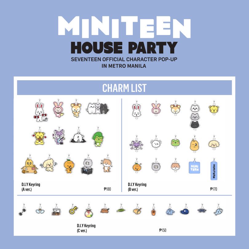 doiecharm's tweet photo. wts lfb ph pasabuy svt 

seventeen miniteen house party charms

+ PHP10 handling fee per charm
subject to availability

will drop by later at the pop-up in sm moa (6pm onwards) 

payo only (will refund if not secured)
gcash/maya/seabank/bank transfer 

dm to order! https://t.co/1TIJeAhsbi