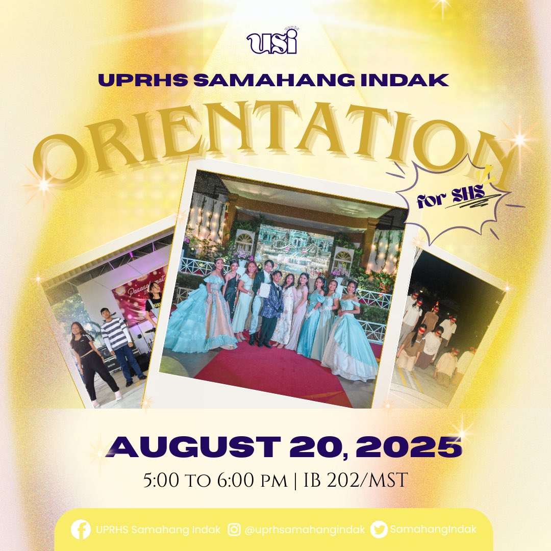 SamahangIndak's tweet photo. We’re going UP UP UP, it’s YOUR moment! 🫵

Join us on Wednesday, August 20, for the UPRHS Samahang Indak Club Orientation! Get to know the club and connect with different dance enthusiasts at UPRHS. We we will also present more details about the upcoming auditions 🫣🔥— https://t.co/w0nP69i5N4